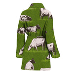 Cow On Green Grass Pattern Print Women's Bathrobe