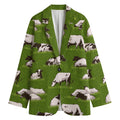Cow On Green Grass Pattern Print Women's Cotton Blazer