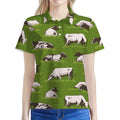 Cow On Green Grass Pattern Print Women's Polo Shirt
