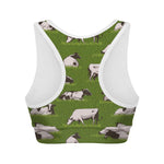 Cow On Green Grass Pattern Print Women's Sports Bra