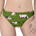 Cow On Green Grass Pattern Print Women's Thong