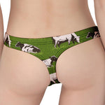Cow On Green Grass Pattern Print Women's Thong