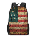 Cracked American Flag Print 17 Inch Backpack