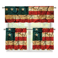 Cracked American Flag Print 3 Piece Kitchen Curtains