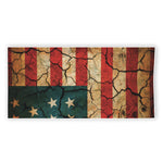 Cracked American Flag Print Beach Towel
