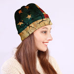 Cracked American Flag Print Beanie