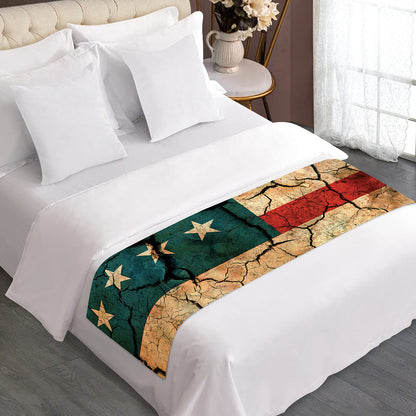Cracked American Flag Print Bed Runner