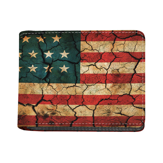 Cracked American Flag Print Bifold Wallet
