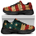 Cracked American Flag Print Black Chunky Shoes