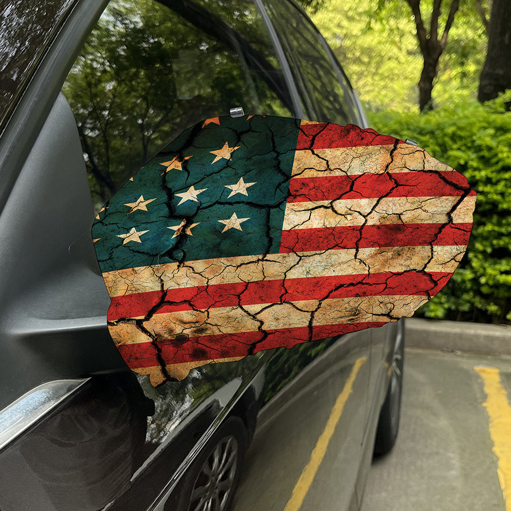 Cracked American Flag Print Car Side Mirror Covers