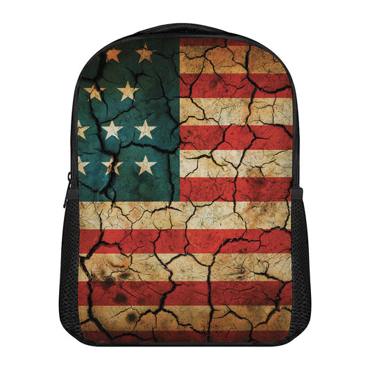 Cracked American Flag Print Casual Backpack