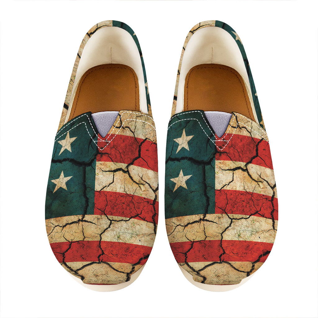 Cracked American Flag Print Casual Shoes
