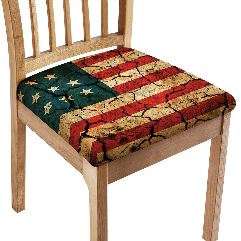 Cracked American Flag Print Chair Cushion Cover