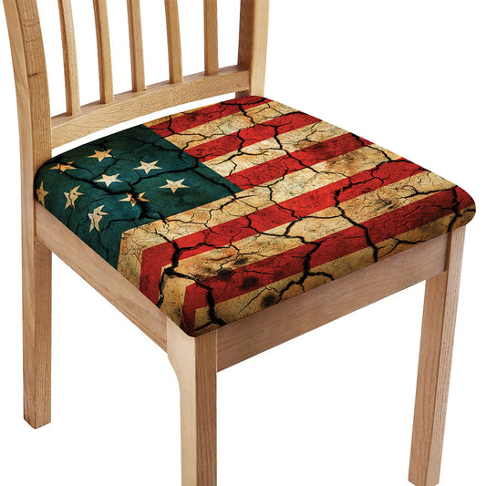 Cracked American Flag Print Chair Cushion Cover