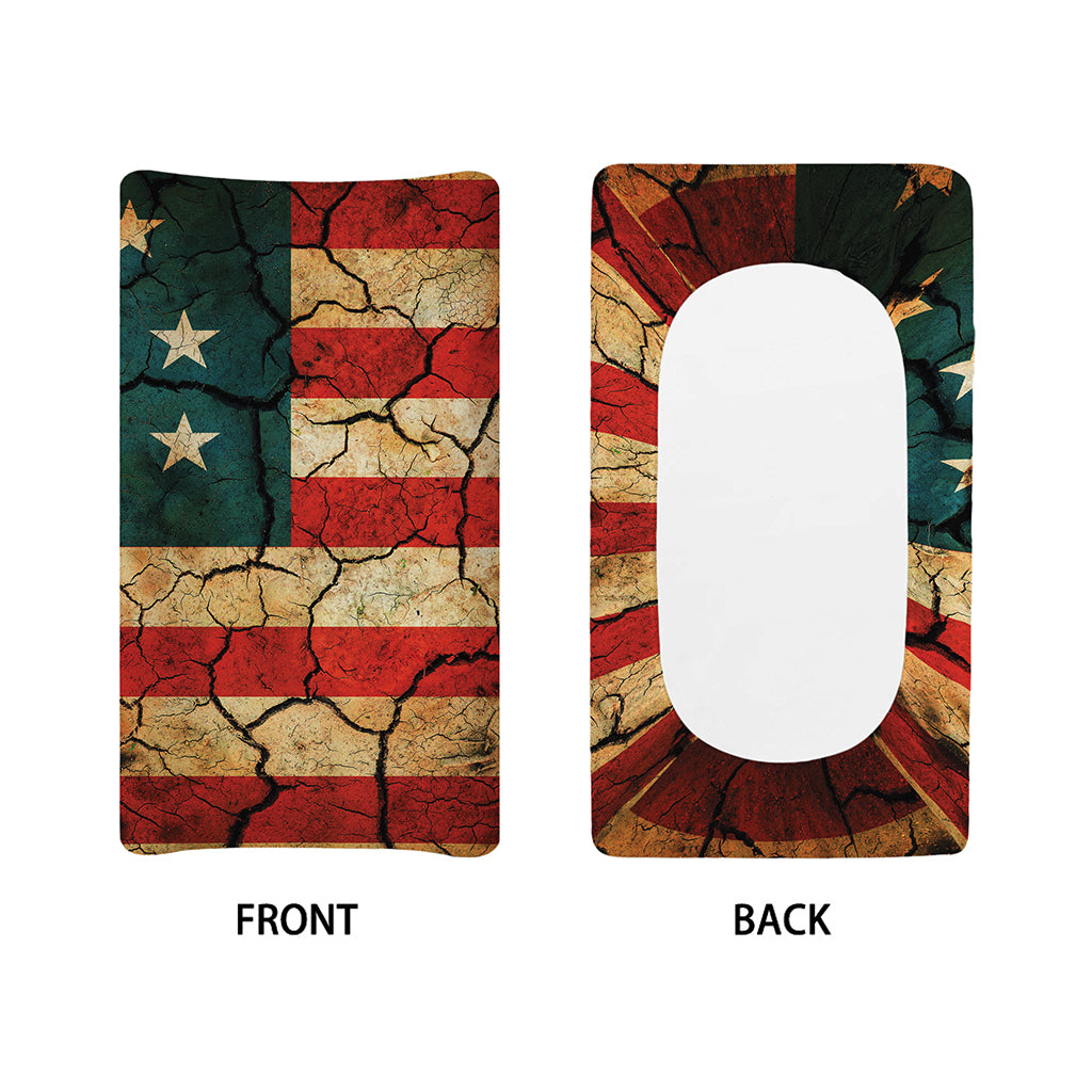 Cracked American Flag Print Changing Pad Cover