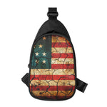 Cracked American Flag Print Chest Bag