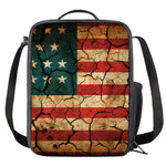 Cracked American Flag Print Crossbody Lunch Bag