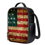 Cracked American Flag Print Crossbody Lunch Bag