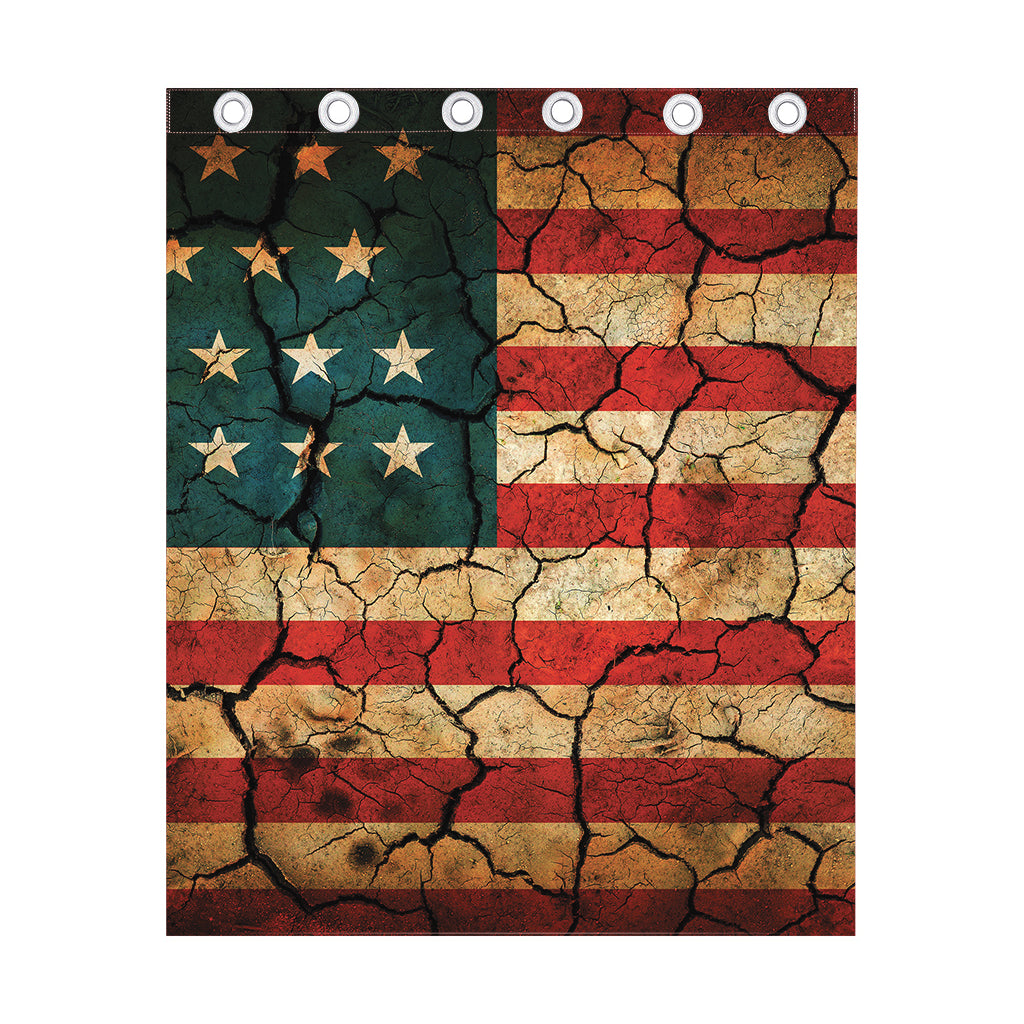 Cracked American Flag Print Curtain