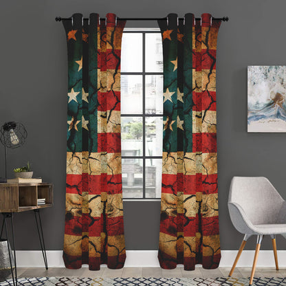 Cracked American Flag Print Curtain