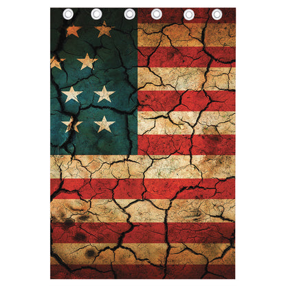 Cracked American Flag Print Curtain