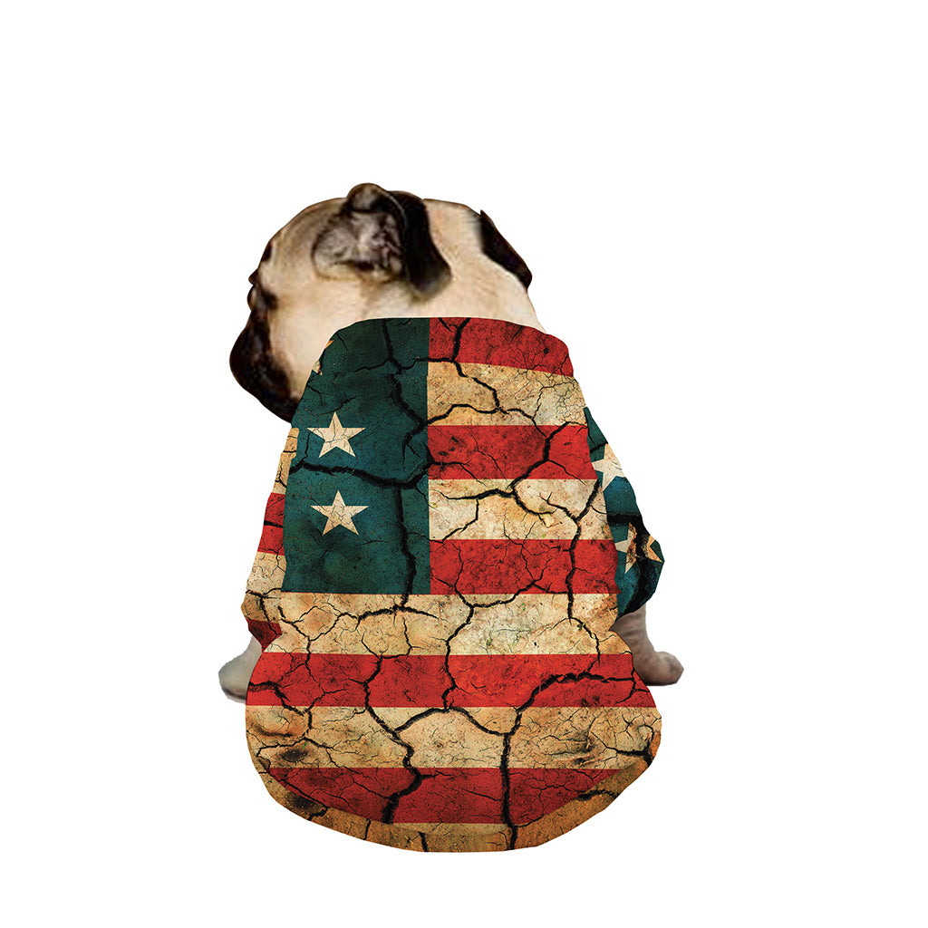 Cracked American Flag Print Dog Zip Up Jacket