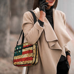 Cracked American Flag Print Double Strap Bible Bag