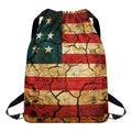 Cracked American Flag Print Drawstring Backpack