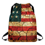 Cracked American Flag Print Drawstring Backpack