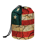 Cracked American Flag Print Drawstring Makeup Bag
