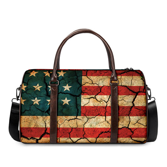 Cracked American Flag Print Duffle Bag