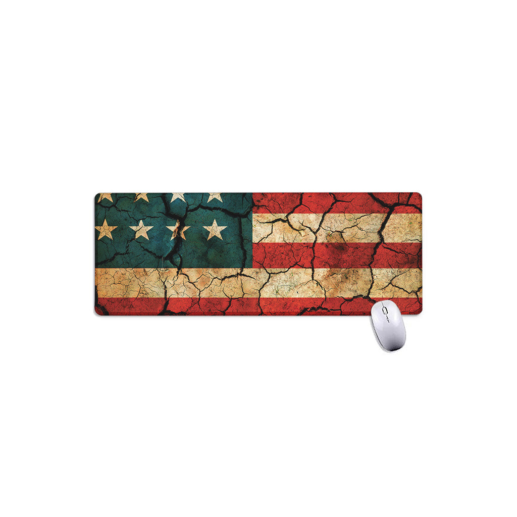 Cracked American Flag Print Extended Mouse Pad