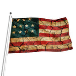 Cracked American Flag Print Flag