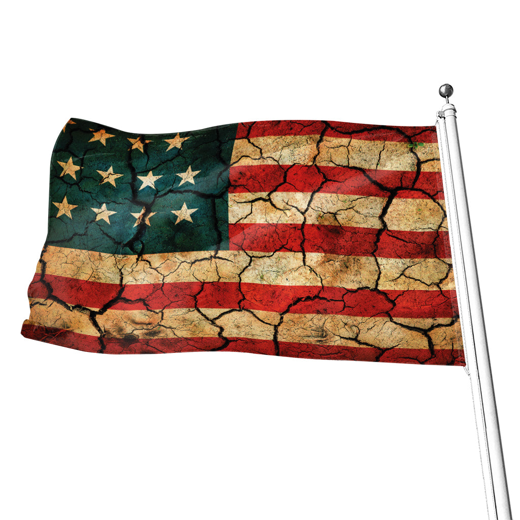 Cracked American Flag Print Flag