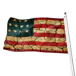 Cracked American Flag Print Flag