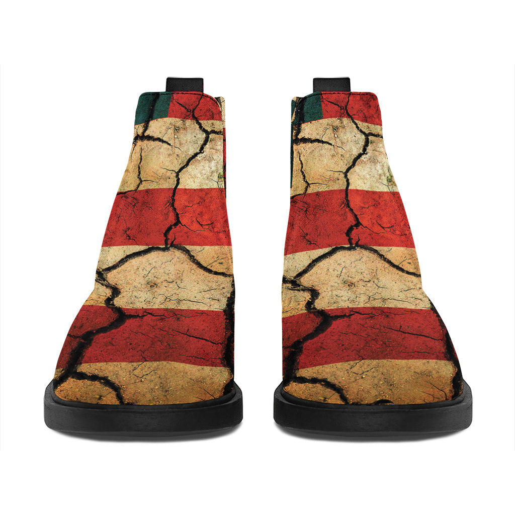 Cracked American Flag Print Flat Ankle Boots