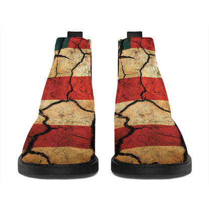 Cracked American Flag Print Flat Ankle Boots