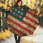 Cracked American Flag Print Foldable Umbrella