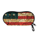 Cracked American Flag Print Glasses Case