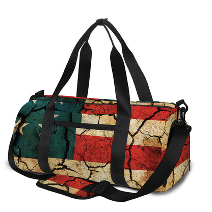 Cracked American Flag Print Gym Bag