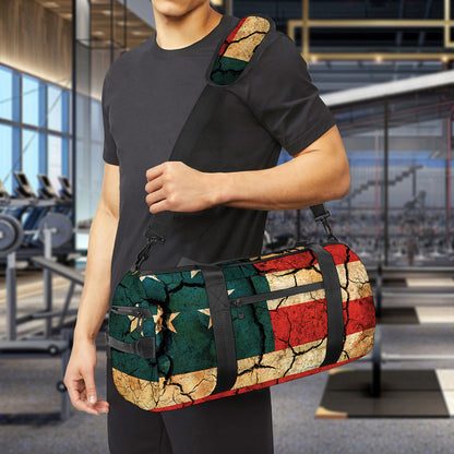 Cracked American Flag Print Gym Bag