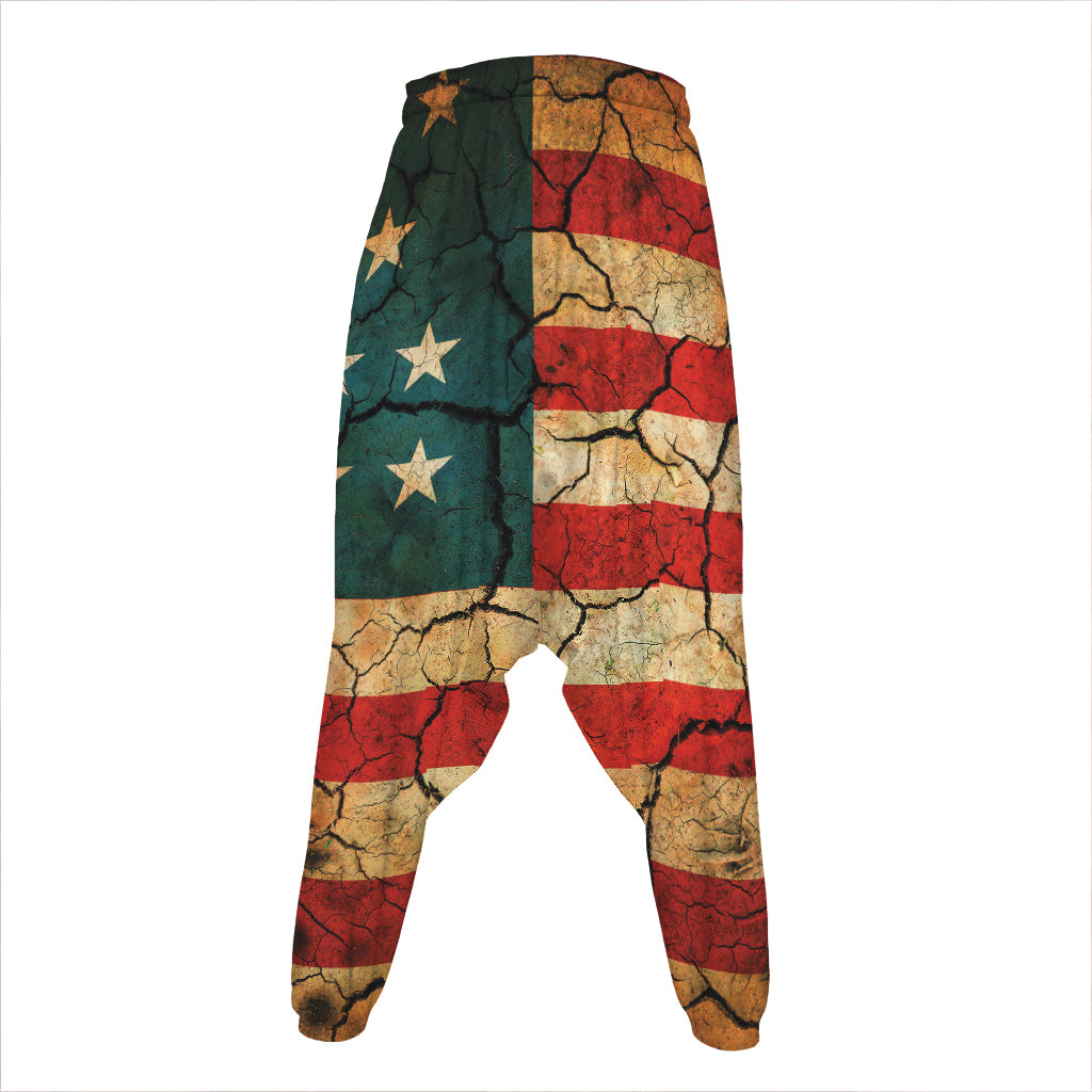 Cracked American Flag Print Hammer Pants