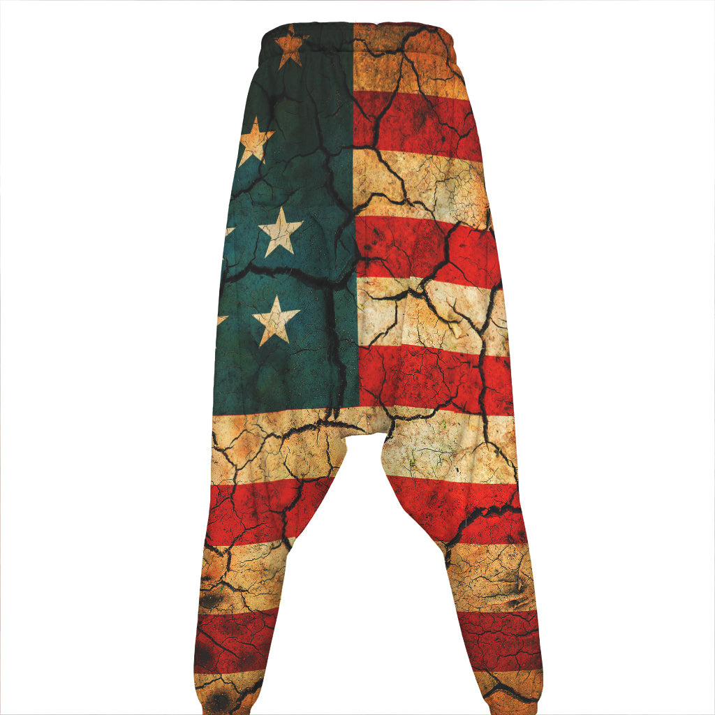 Cracked American Flag Print Hammer Pants