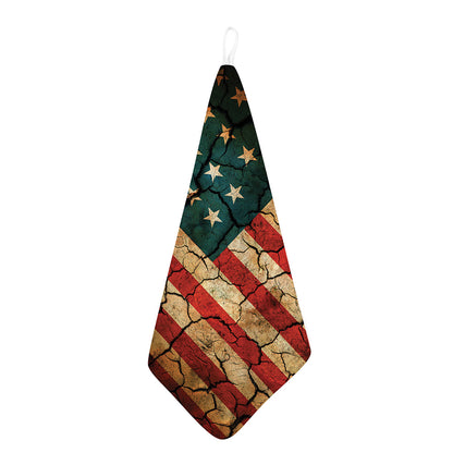 Cracked American Flag Print Hand Towel