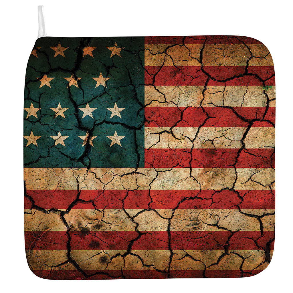 Cracked American Flag Print Hand Towel