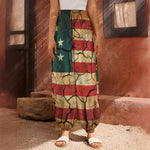 Cracked American Flag Print Harem Pants