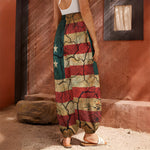 Cracked American Flag Print Harem Pants