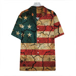 Cracked American Flag Print Hawaiian Shirt