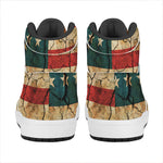 Cracked American Flag Print High Top Leather Sneakers