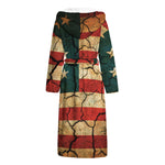 Cracked American Flag Print Hooded Bathrobe